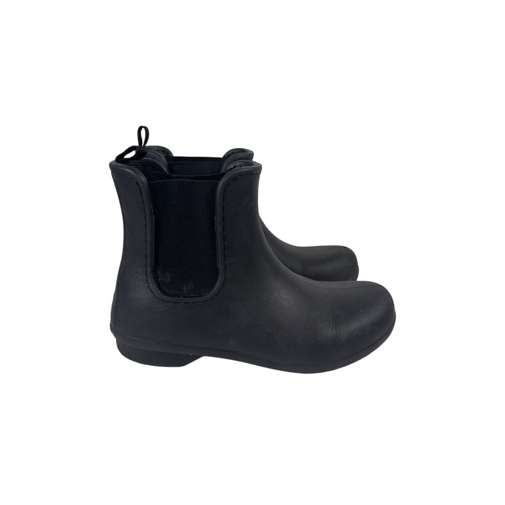 Crocs Freesail Chelsea Boots Womens 7 Black Elastic Side Gussets Pull Tabs